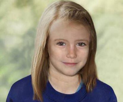 Simulação do rosto de Maddie aos 8 anos.
