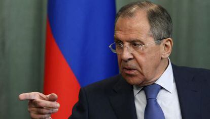 O ministro de Exteriores russo, Serguéi Lavrov, nesta segunda-feira em Moscou.