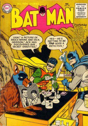 Capa de 'Batman #97', na qual se vê a sagacidade do detetive 'Bat-Cão'.