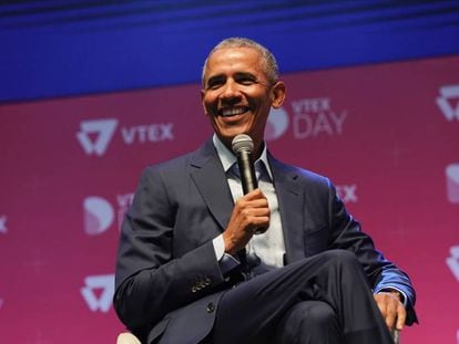 Barack Obama em evento em São Paulo.