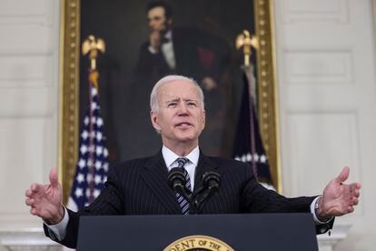 Joe Biden durante suas declarações sobre o coronavírus na Casa Branca.