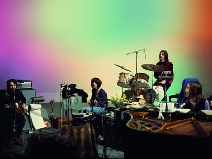 Paul McCartney, George Harrison, Ringo Starr e John Lennon, em janeiro de 1969, durante as sessões de ‘Let it be’