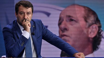 O líder da Liga, Matteo Salvini, durante um debate na rede de televisão italiana RAI em 23 de setembro de 2020.