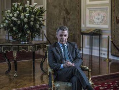 O presidente da Colômbia, Juan Manuel Santos, na Casa de Nariño