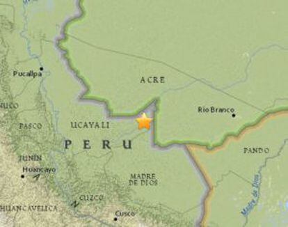 Epicentro do terremoto que aconteceu no leste do Peru na terça-feira, dia 24.