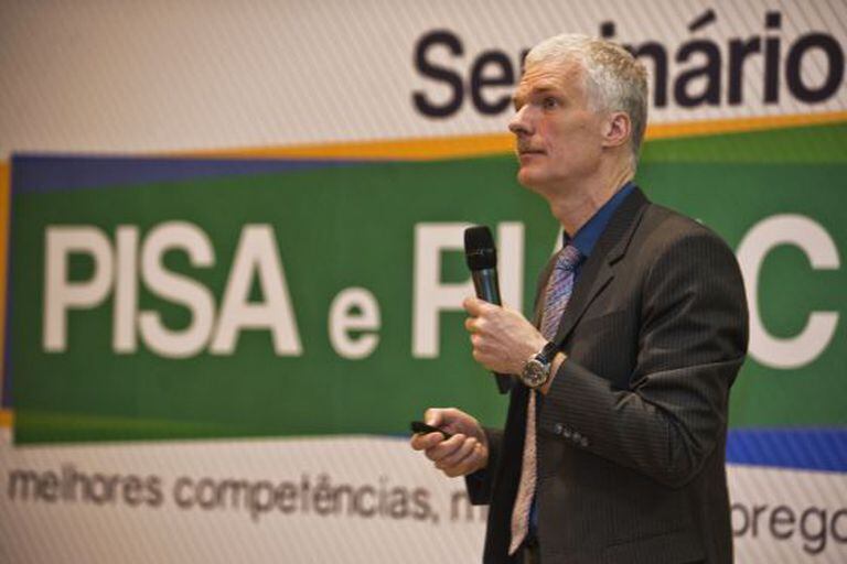 Andreas Schleicher durante seminário nesta terça-feira, em Brasília.