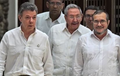Juan Manuel Santos, Ra&uacute;l Castro e Timole&oacute;n Jim&eacute;nez, &#039;Timochenko&#039;