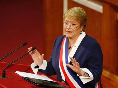 Michelle Bachelet, em seu último discurso de prestação de contas públicas diante do Congresso