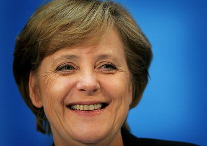 Angela Merkel, em uma entrevista coletiva em Berlim em 2005.
