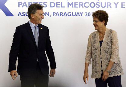 Presidente argentino Mauricio Macri e Dilma Rousseff.