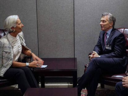 A diretora-gerente do FMI, Christine Lagarde, recebeu o presidente da Argentina, Mauricio Macri, na terça-feira em Nova York.