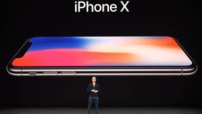 Tim Cook, CEO da Apple, apresenta o novo iPhone 8.