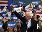 El demócrata, Bernie Sanders, en un evento en la SNHU Field House en Manchester, New Hampshire (EE UU).