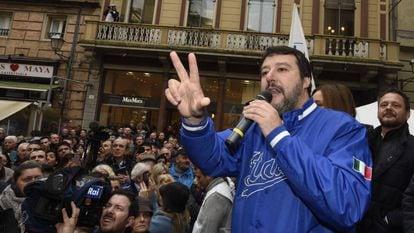 Matteo Salvini, durante ato em Forlì, em 11 de novembro.