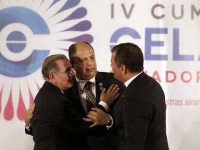 Danilo Medina, Luis Guillermo Solís e Rafael Correa.