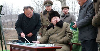 O líder da Coreia do Norte, Kim Jong-un, em uma imagem divulgada pela agência KCNA.
