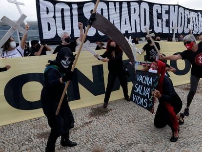 Protesto contra o presidente Jair Bolsonaro em Brasília.
