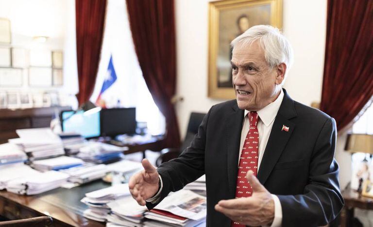 Sebastián Piñera durante a entrevista na última quinta-feira, no palácio de La Moneda
