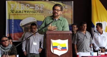 Iván Márquez durante a celebração do 50 aniversário das FARC.