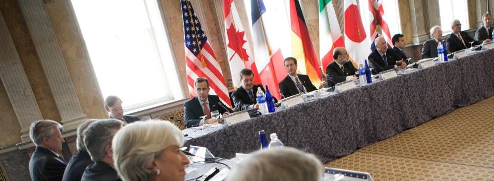 Reunião dos ministros das Finanças e diretores de bancos centrais do G7, em outubro de 2008.