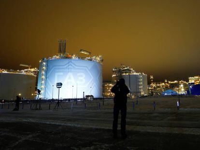 Usina de gás do projeto Yamal LNG na península de Yamal, noroeste da Sibéria (Rússia).