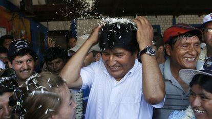 Evo Morales, depois de votar em Chapare.