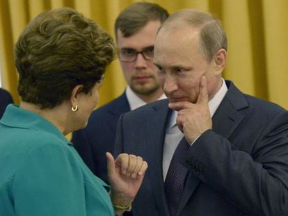 Dilma Rousseff e Putin, no Rio de Janeiro no domingo.