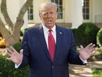 U.S. President Donald Trump makes an announcement about his treatment for coronavirus disease (COVID-19), in Washington, U.S., in this still image taken from video, October 7, 2020. The White House/Handout via REUTERS THIS IMAGE HAS BEEN SUPPLIED BY A THIRD PARTY.