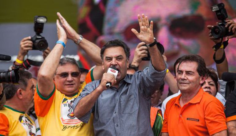 Aécio Neves no Dia do Trabalho em São Paulo.