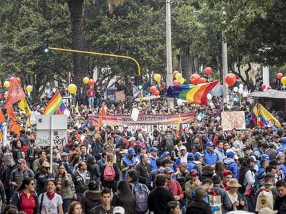 O Parque Nacional de Bogotá durante a manifestação desta quarta-feira.