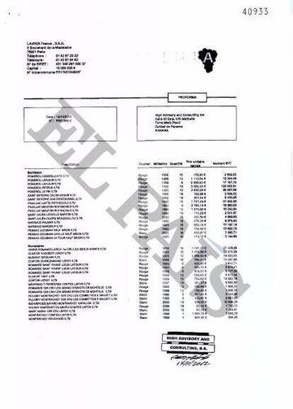 Fatura de 493.573 euros da loja de vinhos Lavinia de 694 garrafas pagas por uma das empresas de Diego Salazar, primo do ex-ministro de Energia de Venezuela Rafael Ramírez.