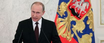 Putin durante seu discurso sobre o estado da nação.