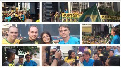 Fotomontagem publicada por Bolsonaro em sua página do Facebook após o ato de domingo.