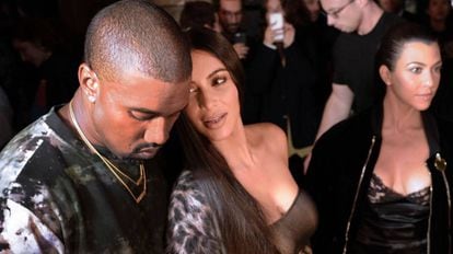 Kanye West com a esposa Kim Kardashian em 29 de setembro.