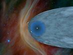 Recreación de la entrada de Voyager 1 y 2 en el medio interestelar