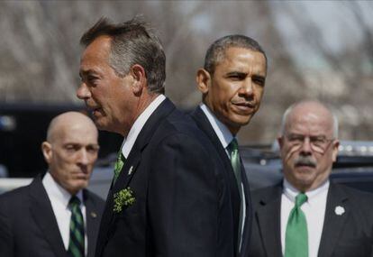 O líder republicano no Congreso, John Boehner, e Barack Obama