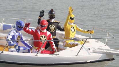 Os personagens da franquia ‘Power Rangers’ chegando a Mumbai como autênticas estrelas em 2007.
