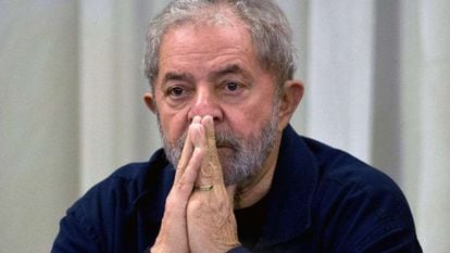 O ex-presidente Lula na reuni&atilde;o do PT, em S&atilde;o Paulo.