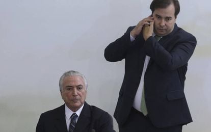 Michel Temer e o presidente da C&acirc;mara, Rodrigo Maia