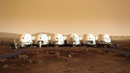 Ilustração da colônia marciana do projeto Mars One.