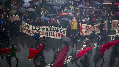 Manifestação contra a reforma trabalhista do Governo socialista francês em 31 de março de 2016 em Paris.