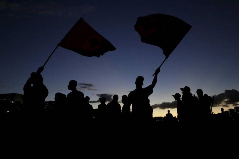 Manifestantes em Brasília.