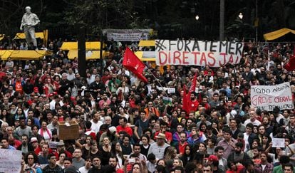 Protesto contra Michel Temer em São Paulo, no último domingo.