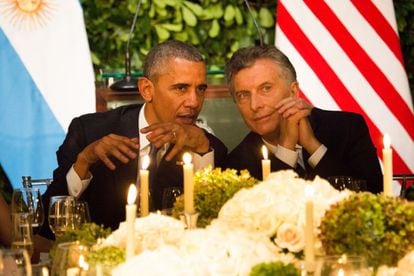 Obama e Macri, durante o jantar oficial em Buenos Aires.