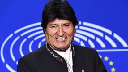 Evo Morales durante visita a Bruxelas