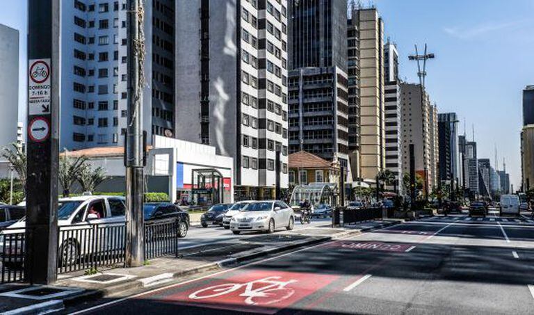 Ciclovia da Paulista antes de começarem as obras.
