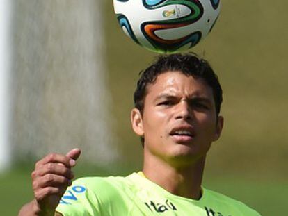 Thiago Silva durante um treino.