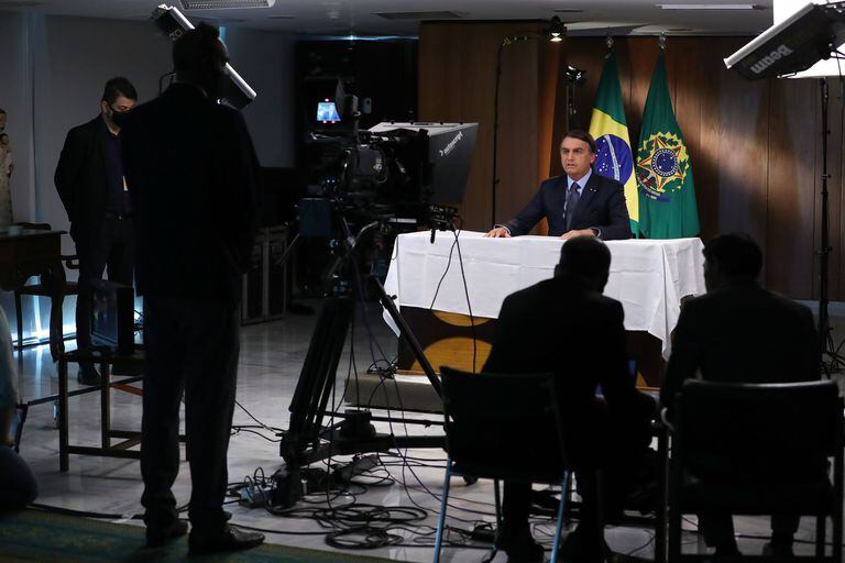 Imagem divulgada pela Presidência do Brasil mostra Bolsonaro gravando o discurso para a 75ª Assembleia Geral da ONU, em 16 de setembro.
