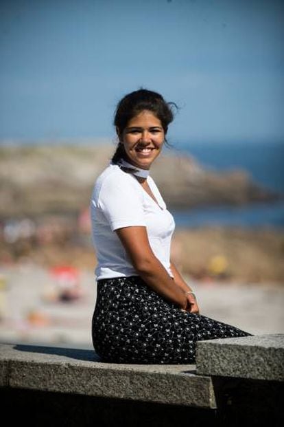 Andrea, estudante venezuelana residente em Madri, de férias na cidade de A Coruña
