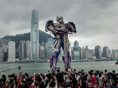 A estreia mundial de 'Transformers: a era da extinção' em Hong Kong.